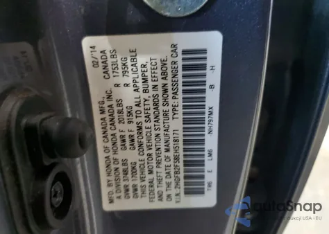 2014 Honda Civic Lx z USA, uszkodzony, nr VIN 2HGFB2F58EH518171